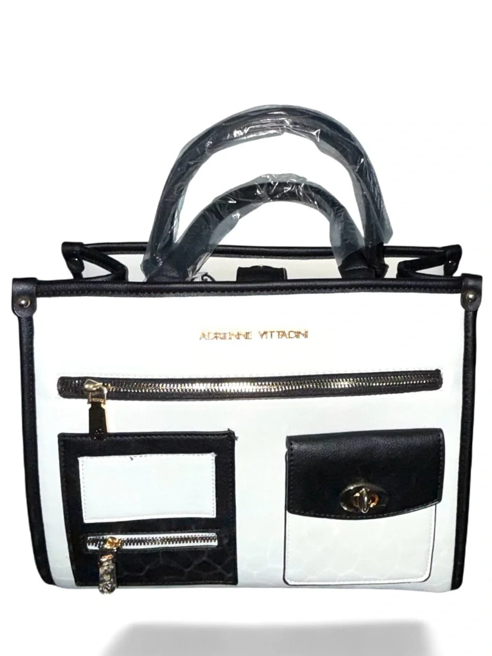ADRIENNE VITTADINI Beautiful Black & White X-body Satchel - NWT
